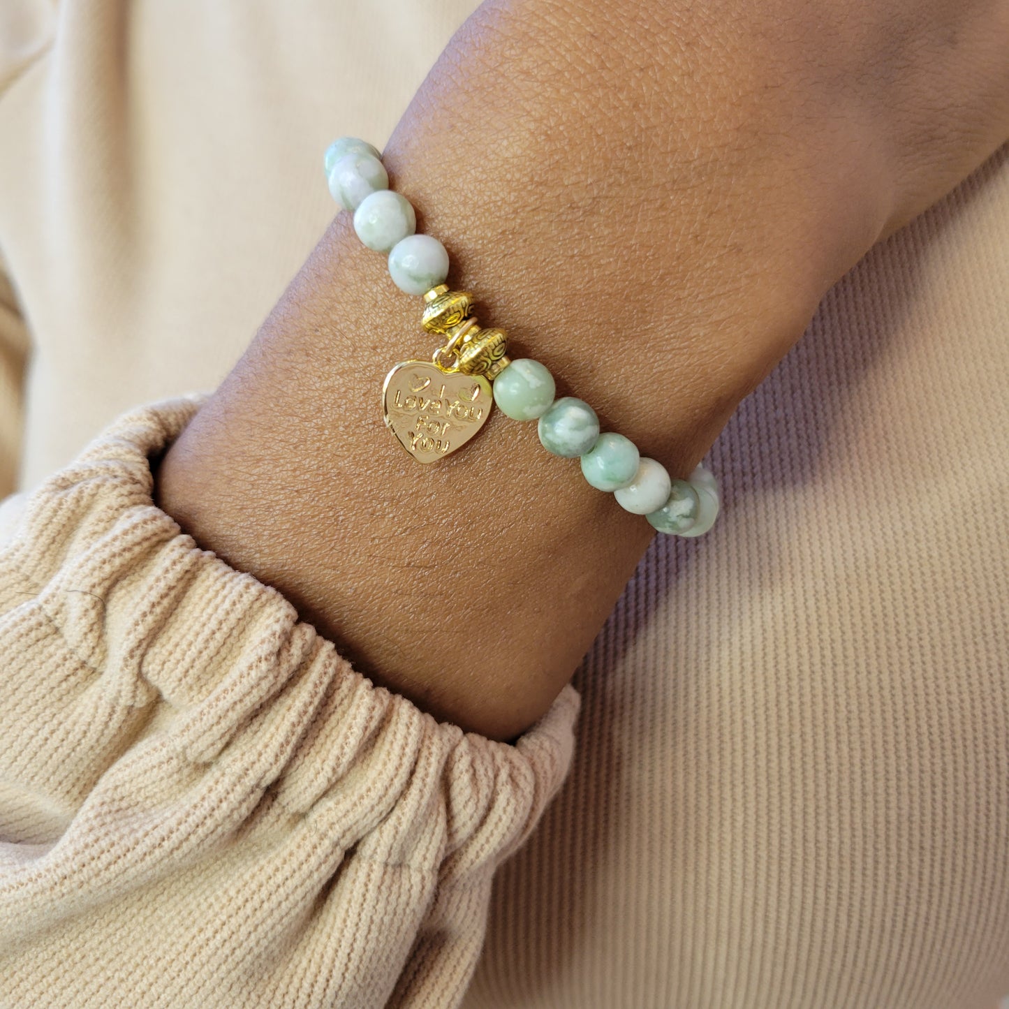 Natural Peace Jade I Love You for You Bracelet