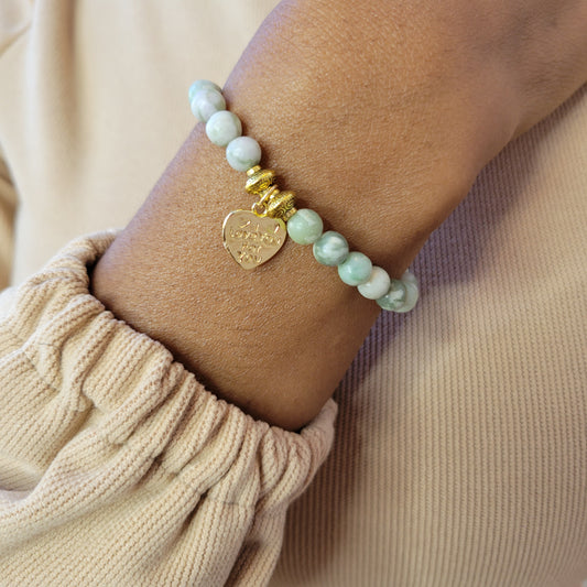 Natural Peace Jade I Love You for You Bracelet