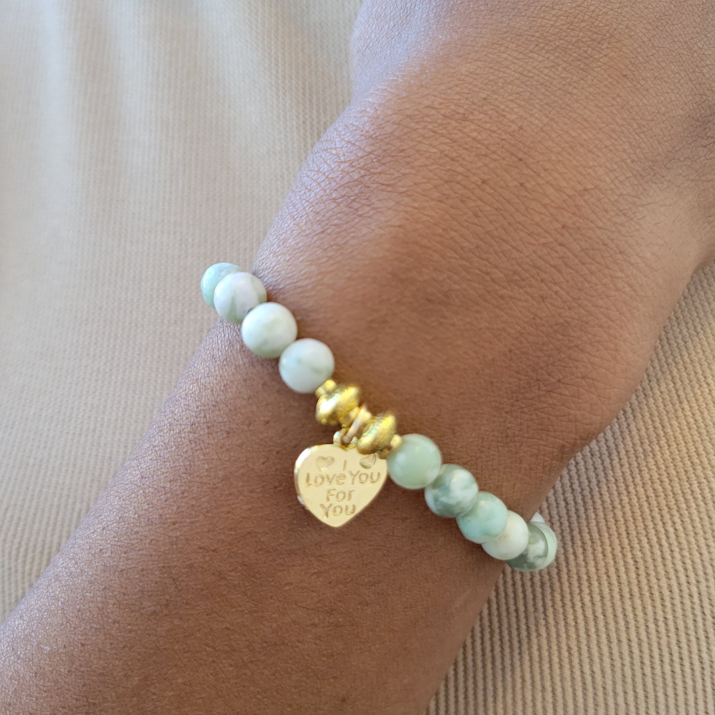 Natural Peace Jade I Love You for You Bracelet