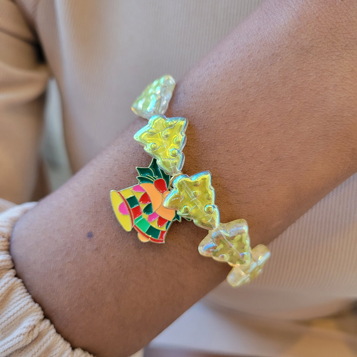 Christmas Tree  Glass Bracelet