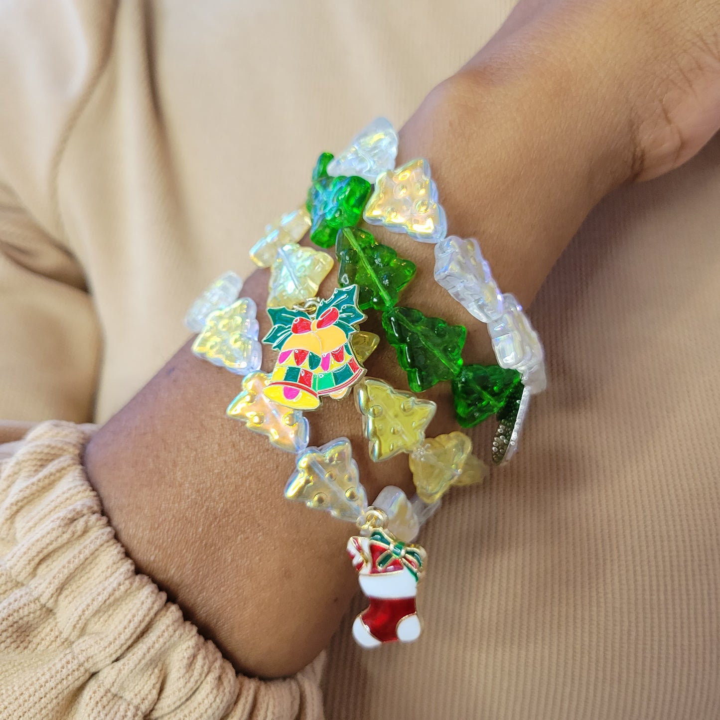 Christmas Tree  Glass Bracelet