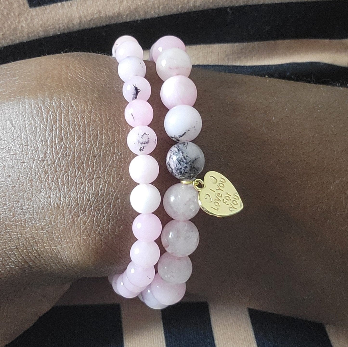 Plum Blossom Jasper  I Love You for You Pink Bracelet