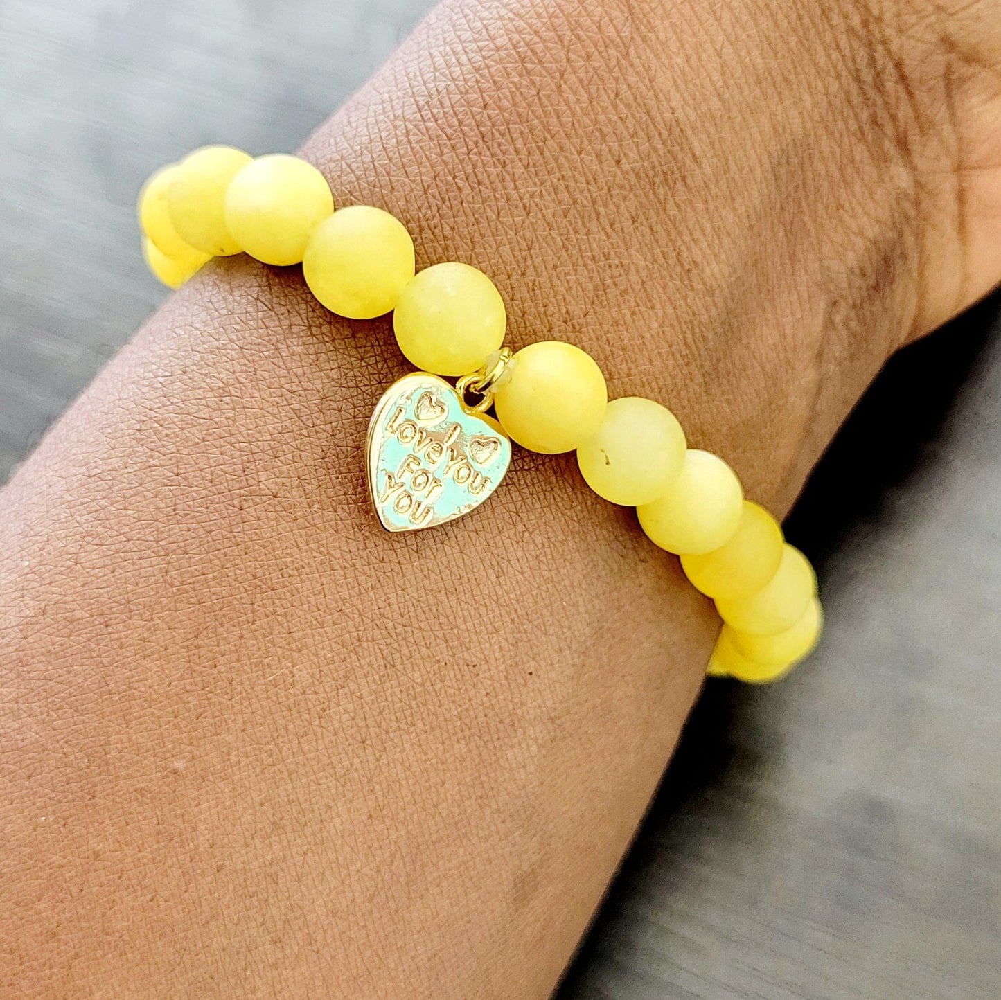 Frosted White and Yellow Jade Bracelet