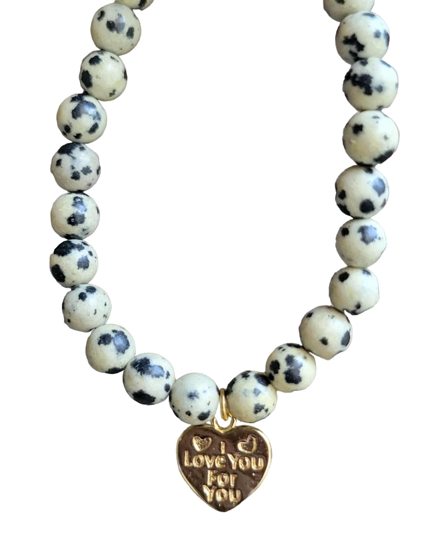 Natural Dalmatian Jasper I Love You for You  Bracelet